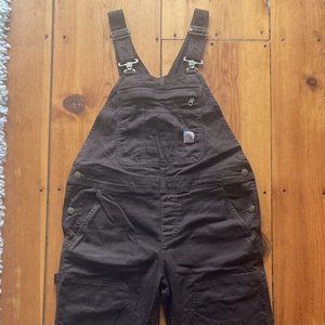 Carhartt Women's Crawford Double Front Bib Overalls, Size Small-Short, Brown